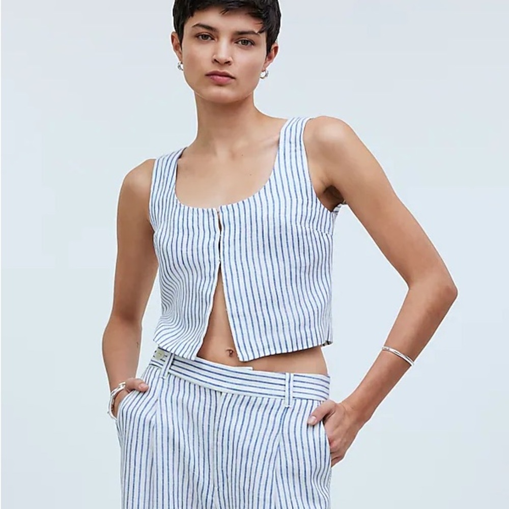 Madewell Scoopneck Crop Tank in 100% Linen (Sold out online)